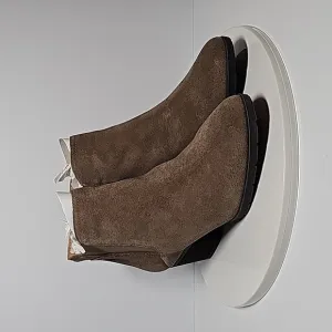 Blondo Victory Booties Ankle Boots Waterproof Suede Block Heel Zipper Brown 7.5