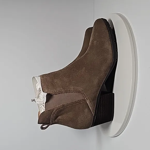 Blondo Victory Booties Ankle Boots Waterproof Suede Block Heel Zipper Brown 7.5