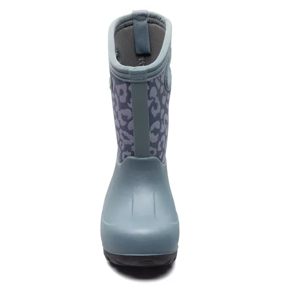 Bogs Kids' Neo-Classic Metallic Leopard Waterproof Winter Boots Sz 1 Misty Grey