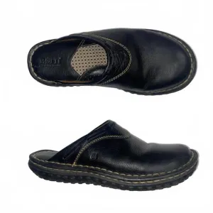 Born Black Leather Mule Clogs Slip-On Comfort Shoes Size 8