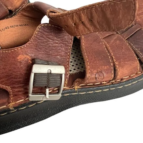 Born Brown Strap Sandals Leather Upper Size 11