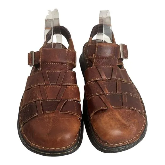 Born Brown Strap Sandals Leather Upper Size 11