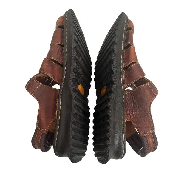 Born Brown Strap Sandals Leather Upper Size 11