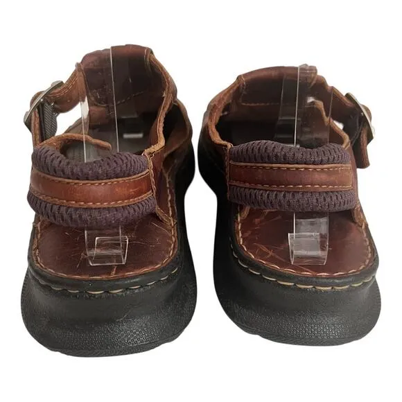 Born Brown Strap Sandals Leather Upper Size 11