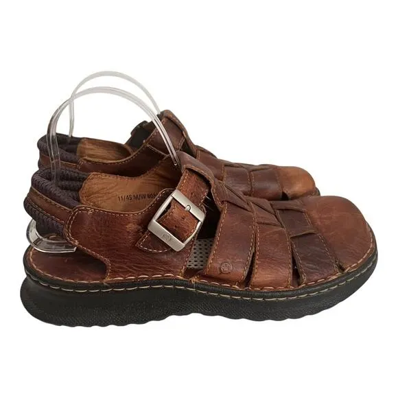 Born Brown Strap Sandals Leather Upper Size 11