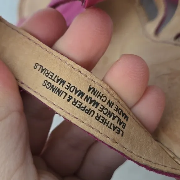 Born Women Pink Leather Strap Cork Wedge Sandals Shoes Sz 9