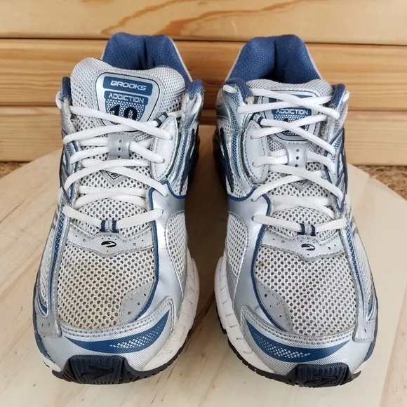 Brooks Addiction 10th Edition Mens 9 M Gray Blue Running Shoes Lace-up Sneakers