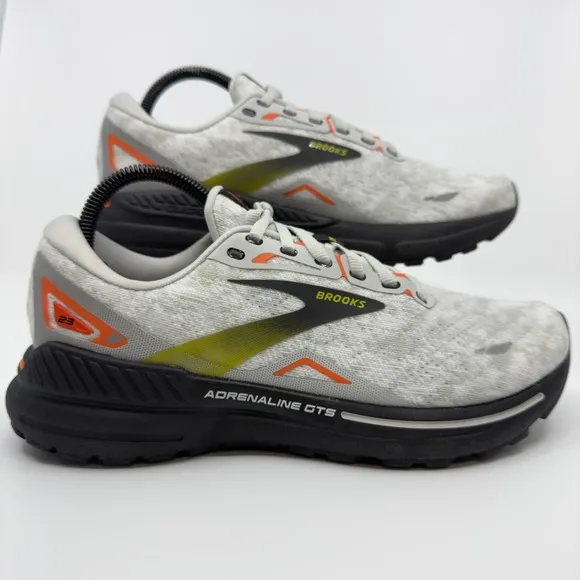 Brooks Adrenaline GTS 23 Mens 8 D White Gray Black Running Shoes Trainers