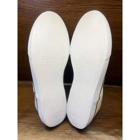 Brooks Brothers Sperry White &amp; Navy Crest Canvas Slip On Sneakers, Sz 11.5 Men’s