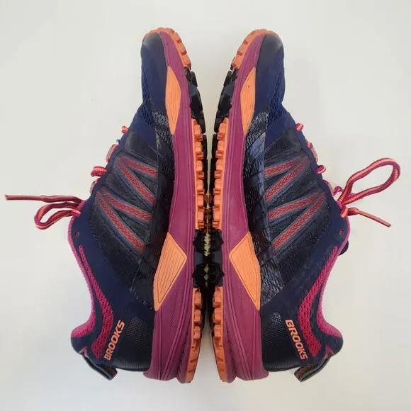 Brooks Cascadia 11 Trail Running Shoe Women Size 9.5M Blue Pink Orange Comfort