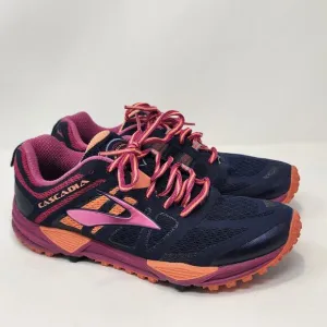Brooks Cascadia 11 Trail Running Shoe Women Size 9.5M Blue Pink Orange Comfort