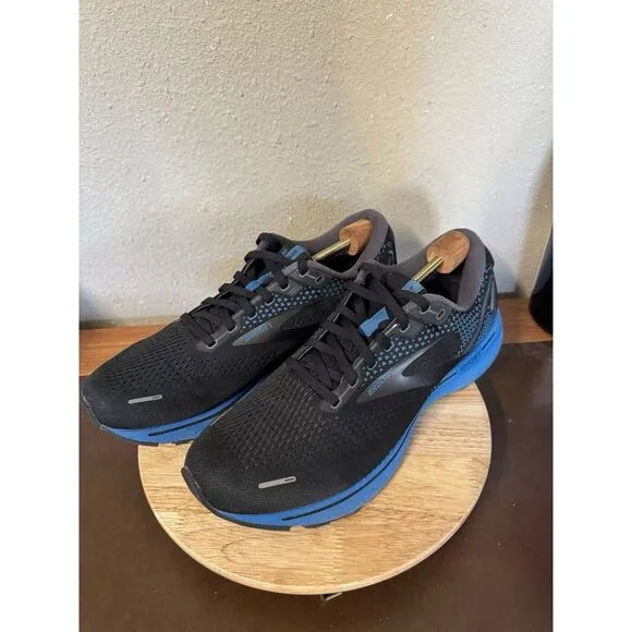 Brooks Ghost 14 Men Size 12 D Shoes Black Blue Lace Running Sneakers 1103691D056