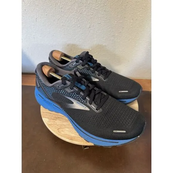 Brooks Ghost 14 Men Size 12 D Shoes Black Blue Lace Running Sneakers 1103691D056