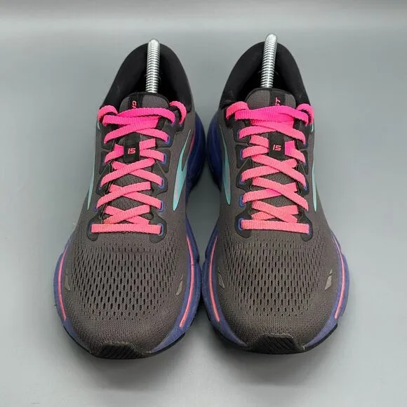 Brooks Ghost 15 Women's 8.5 Black Athletic Running Shoes Lace-Up Sneakers