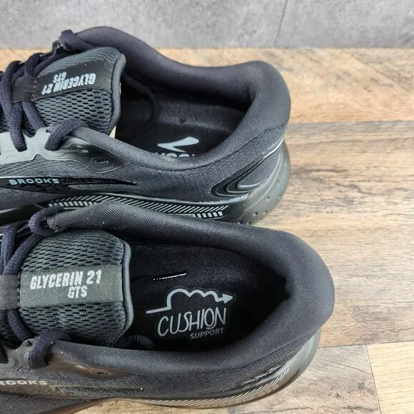 Brooks Glycerin GTS 21 Size 9.5 Mens Black Ebony Casual Running Shoes