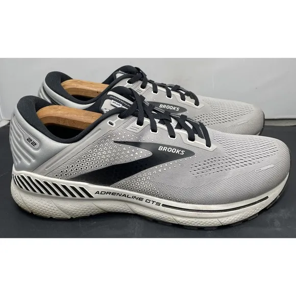 Brooks Gray Black Adrenaline 22 Mens Size 10 Wide Running Shoes Fast Shipping