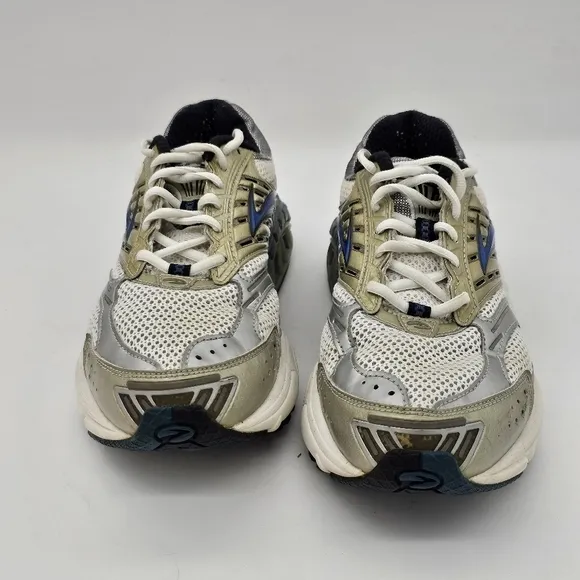 Brooks Mens Running Shoes Sneaker Lace Up Cream Gray Blue Size 8.5