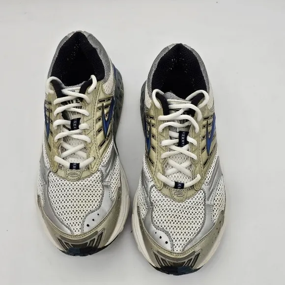 Brooks Mens Running Shoes Sneaker Lace Up Cream Gray Blue Size 8.5