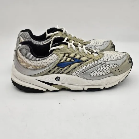 Brooks Mens Running Shoes Sneaker Lace Up Cream Gray Blue Size 8.5