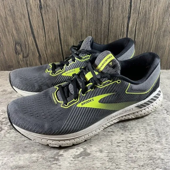 Brooks Mens Transcent 7 1103311D029 Black Green Running Shoes Lace Up Size 10D
