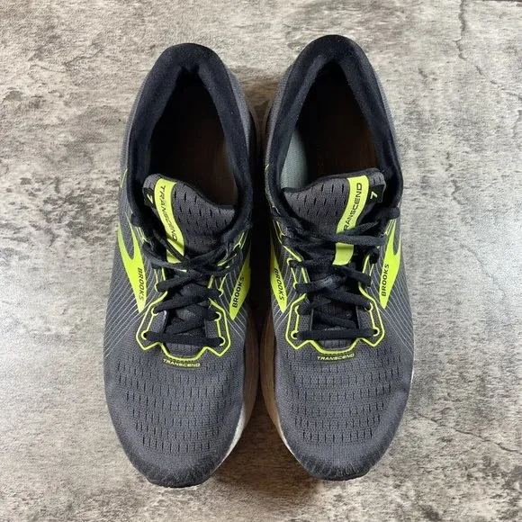 Brooks Mens Transcent 7 1103311D029 Black Green Running Shoes Lace Up Size 10D