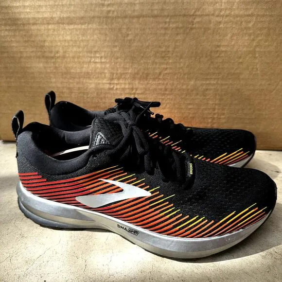 Brooks Running Shoes Levitate LE Lace Up Sneakers Athletic Black Orange 10.5