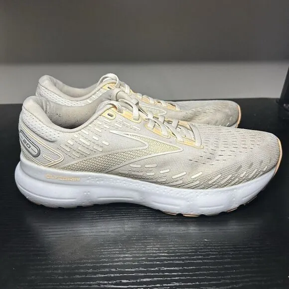 Brooks Womens Glycerin 20 1203691B133 White Running Shoes Sneakers Size 10 B