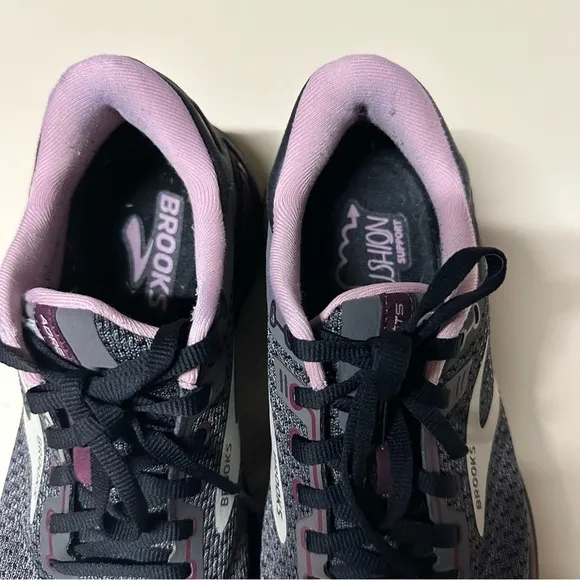 Brooks Womens Running Adrenaline GTS Athletic Shoes Size 8.5 Black Purple