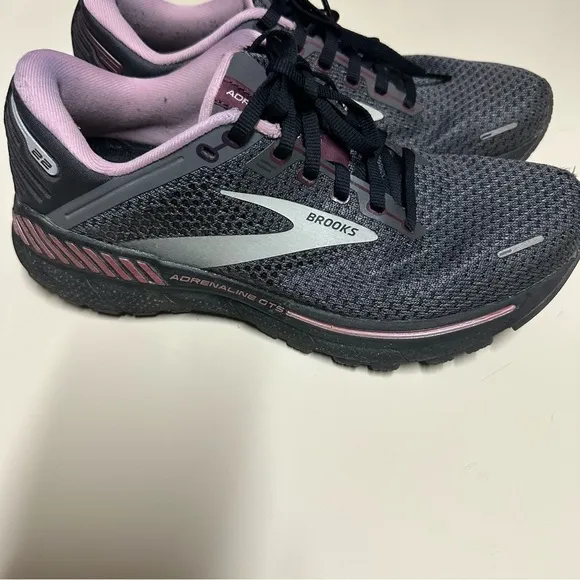 Brooks Womens Running Adrenaline GTS Athletic Shoes Size 8.5 Black Purple