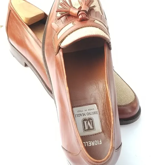 BRUNO MAGLI FIORELLO Hand made Spectator Two tone Tassel apron Loafers shoes