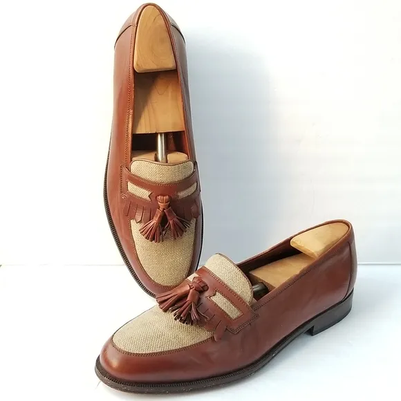 BRUNO MAGLI FIORELLO Hand made Spectator Two tone Tassel apron Loafers shoes