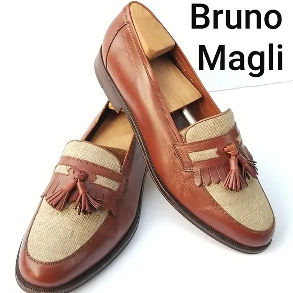 BRUNO MAGLI FIORELLO Hand made Spectator Two tone Tassel apron Loafers shoes