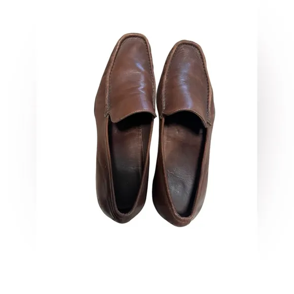 Bruno Magli Men's Italian Leather Slip On Loafers Brown Size 12 Academia Preppy