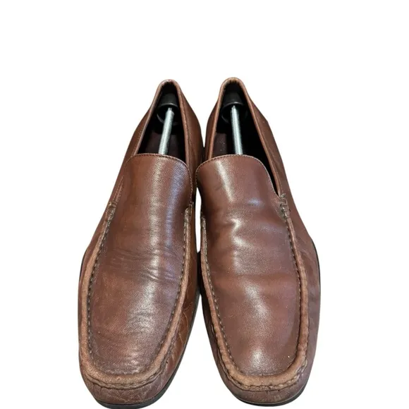 Bruno Magli Men's Italian Leather Slip On Loafers Brown Size 12 Academia Preppy