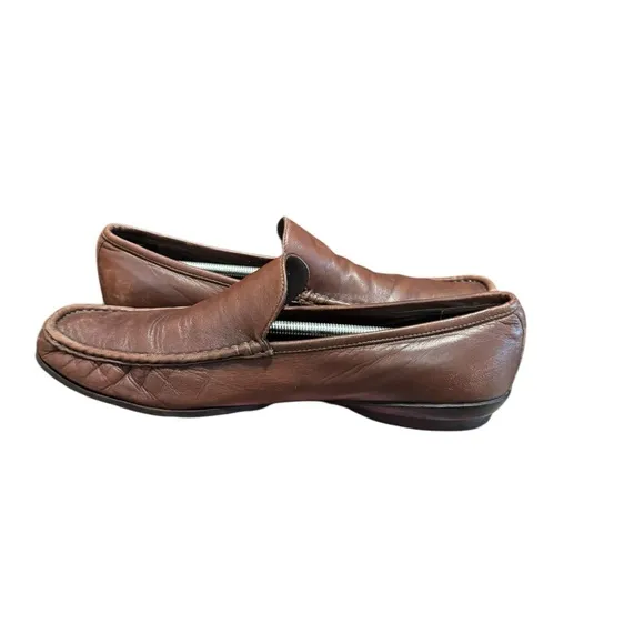 Bruno Magli Men's Italian Leather Slip On Loafers Brown Size 12 Academia Preppy