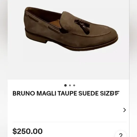 BRUNO MAGLI TAUPE SUEDE TASSEL LOAFERS