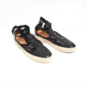 BUTTERO Cut-Out Leather Shoes in Black
