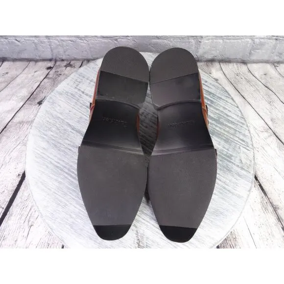 Calvin Klein Robbie Monk Strap Brown Oxford Leather Men 8.5 Shoes Brand New