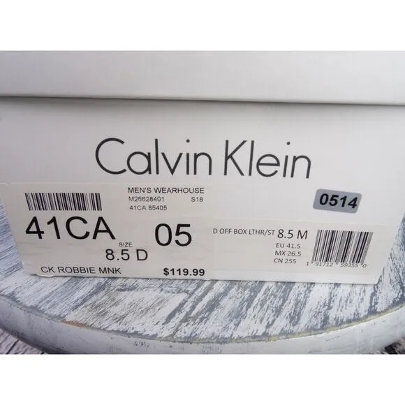 Calvin Klein Robbie Monk Strap Brown Oxford Leather Men 8.5 Shoes Brand New