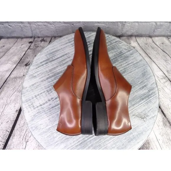 Calvin Klein Robbie Monk Strap Brown Oxford Leather Men 8.5 Shoes Brand New