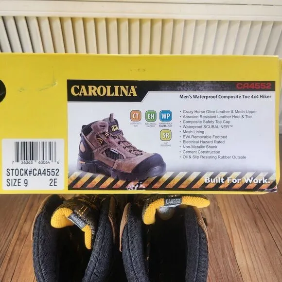 Carolina CA4552 Waterproof Composite Toe 4x4 Hiker Work Boots Men Sz 9 EE Hiking