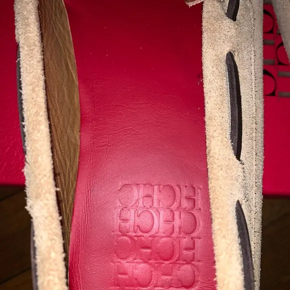 Carolina Herrera Men's Beige &amp; Brown Suede Drivers