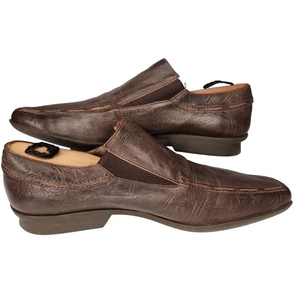 Cesare Paciotti Italy Dress Shoes Mens size 8.5 Brown Leather Square-toe Loafers