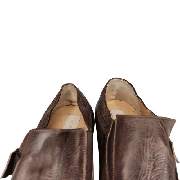 Cesare Paciotti Italy Dress Shoes Mens size 8.5 Brown Leather Square-toe Loafers