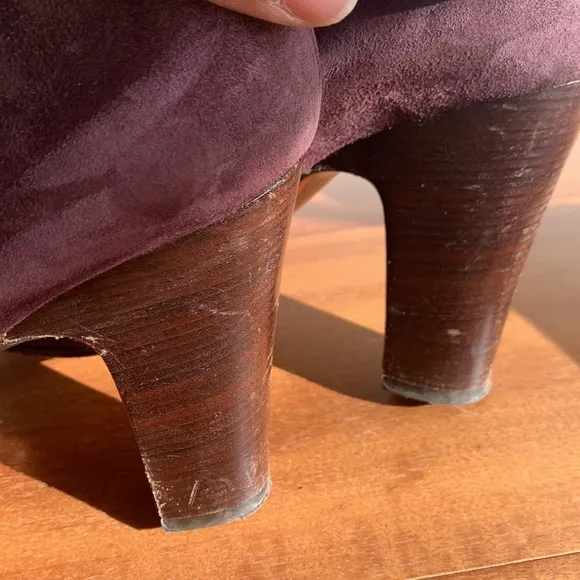 Chie Mihara Shoes Suede Mary Jane Heel Strap Pump Purple Orange 37 1/2 Whimsical