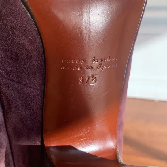 Chie Mihara Shoes Suede Mary Jane Heel Strap Pump Purple Orange 37 1/2 Whimsical