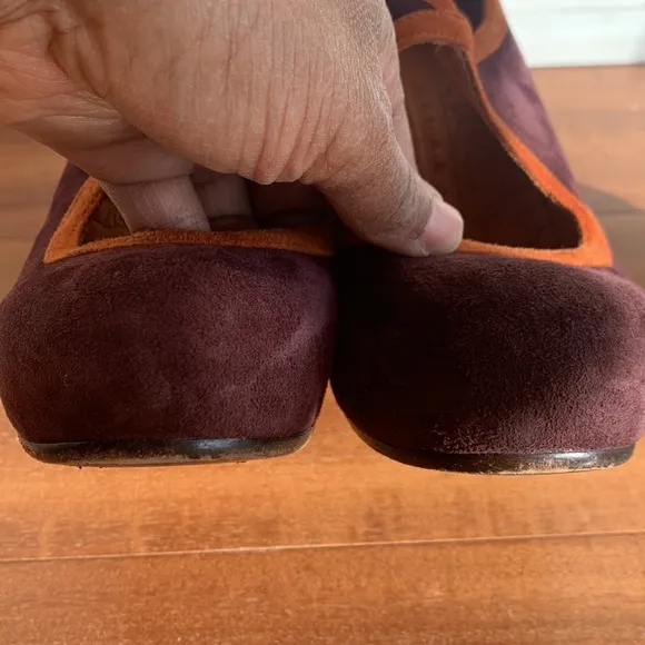 Chie Mihara Shoes Suede Mary Jane Heel Strap Pump Purple Orange 37 1/2 Whimsical