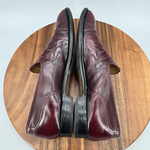Church's Loafers Men's 10.5 US 9.5 UK C Burgundy Leather Buckle Cap Toe Shoes