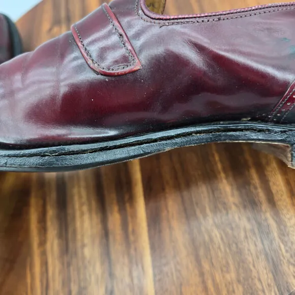 Church's Loafers Men's 10.5 US 9.5 UK C Burgundy Leather Buckle Cap Toe Shoes