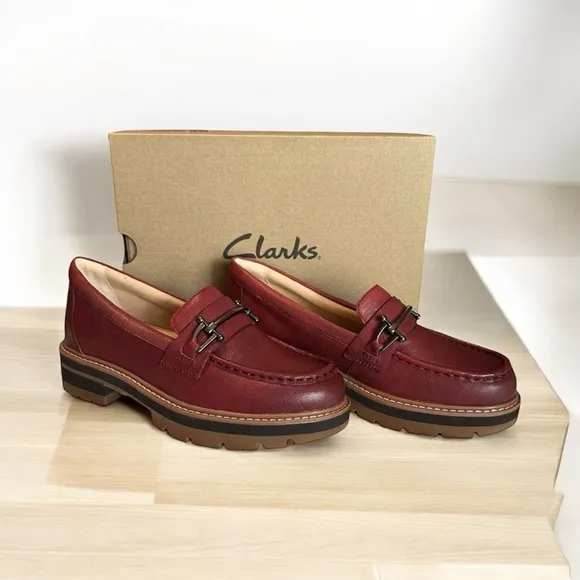 Clarkes Leather Platform Loafers
